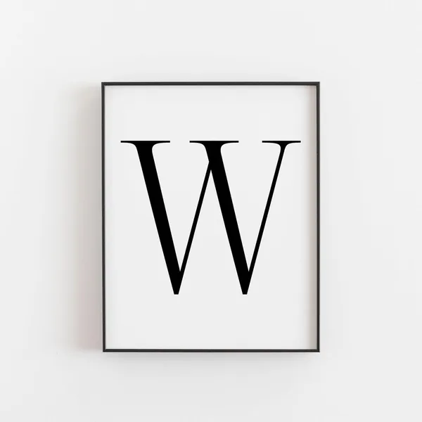 Minimalist W Print, Black And White Art