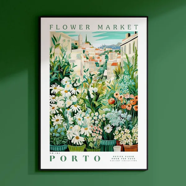 Flower Market Porto Botanical Illustration Art Print