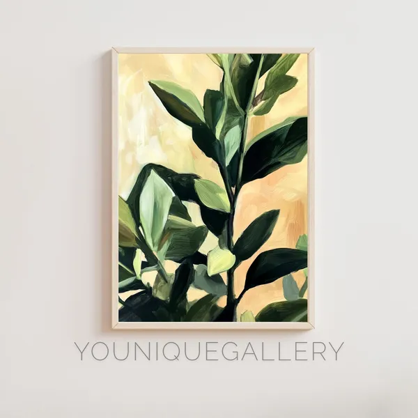ZZ Plant Minimalist Botanical Boho Wall Art Print