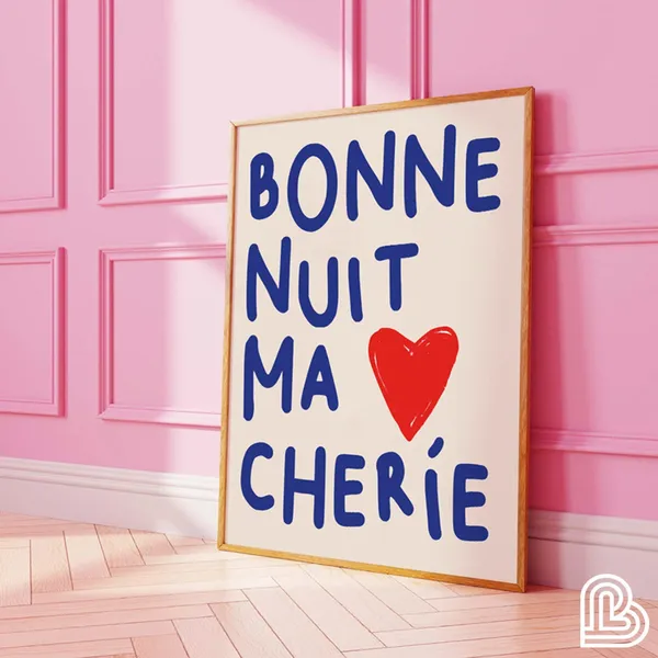 Bonne Nuit Ma Chrie Trendy Typography Art Print