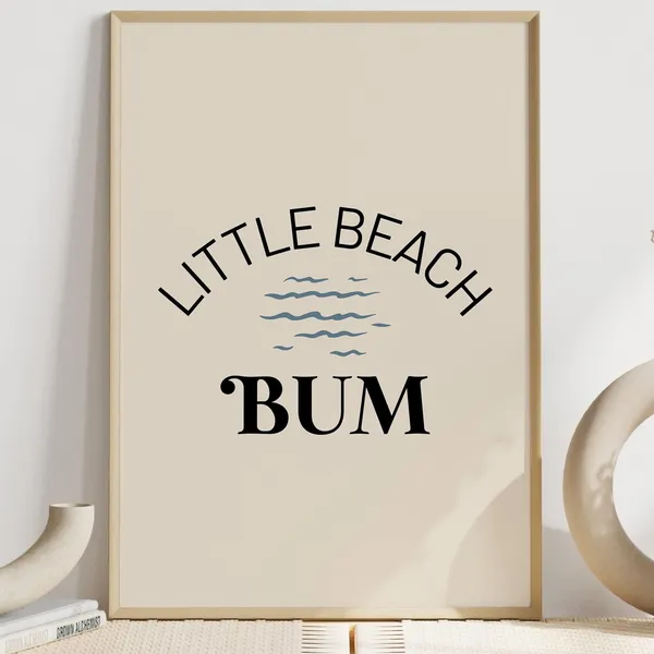 Little Beach Bum Retro Kids Room Art Print