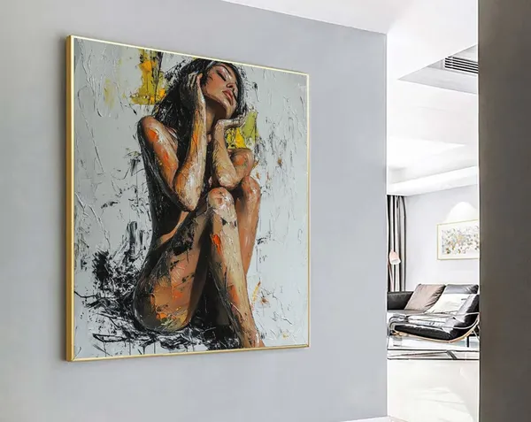 Nude Woman Abstract Oil Painting Style Art Print
