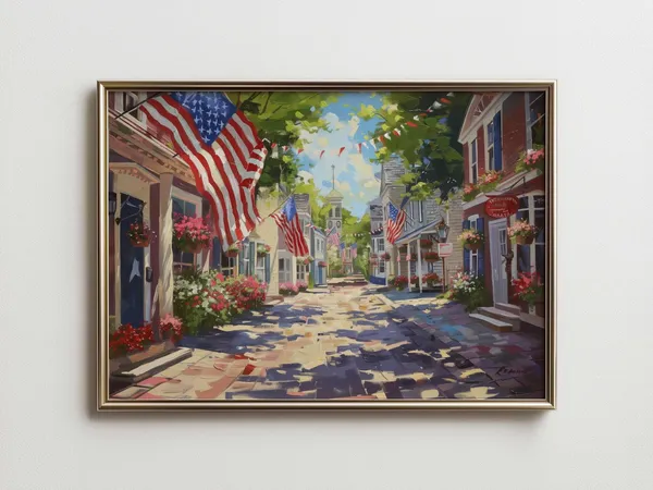 Vintage Americana Flag Art Print, Farmhouse Decor