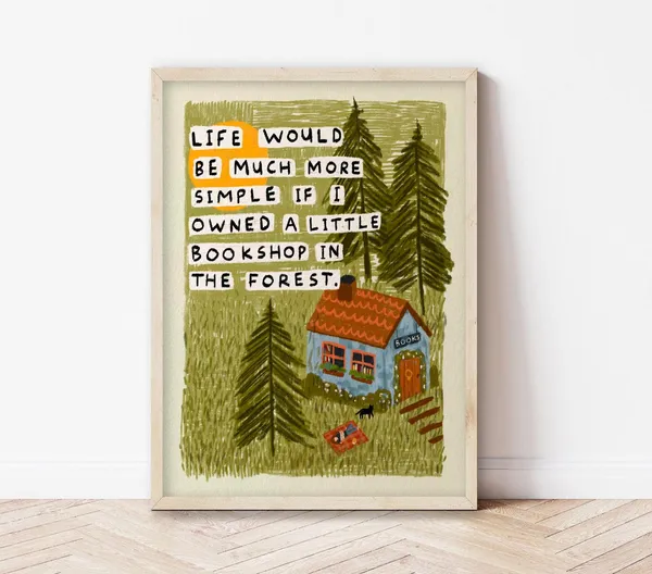 Bookshop In The Forest Art Print