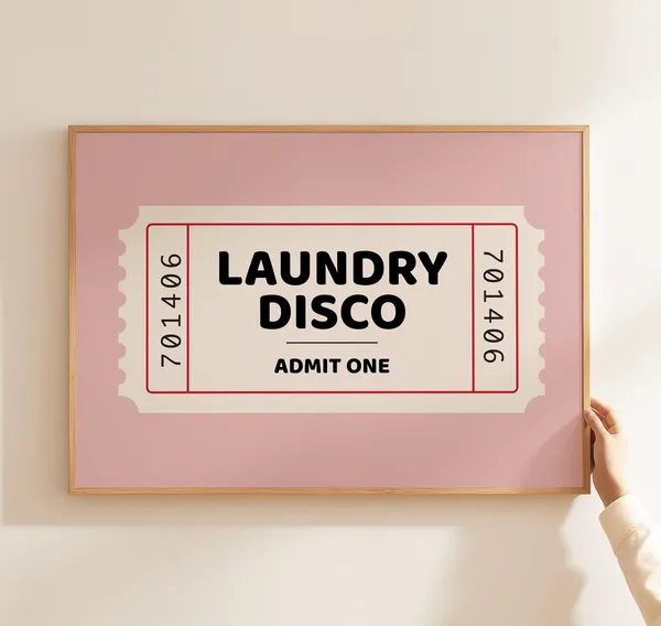 Laundry Disco Ticket Retro Utility Art Print