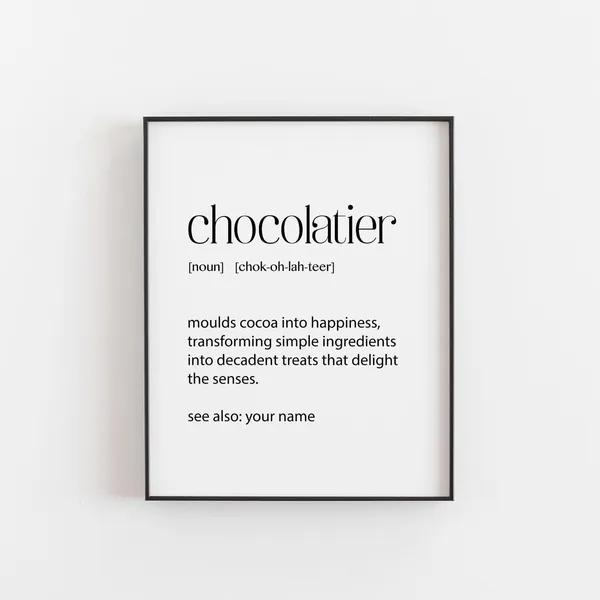Personalized Chocolatier Art Print, Sweet Love Note