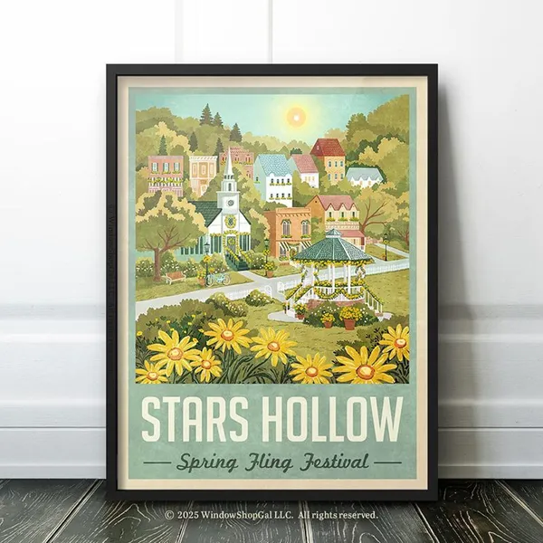Stars Hollow Spring Travel Poster, 1000 Yellow Daisies