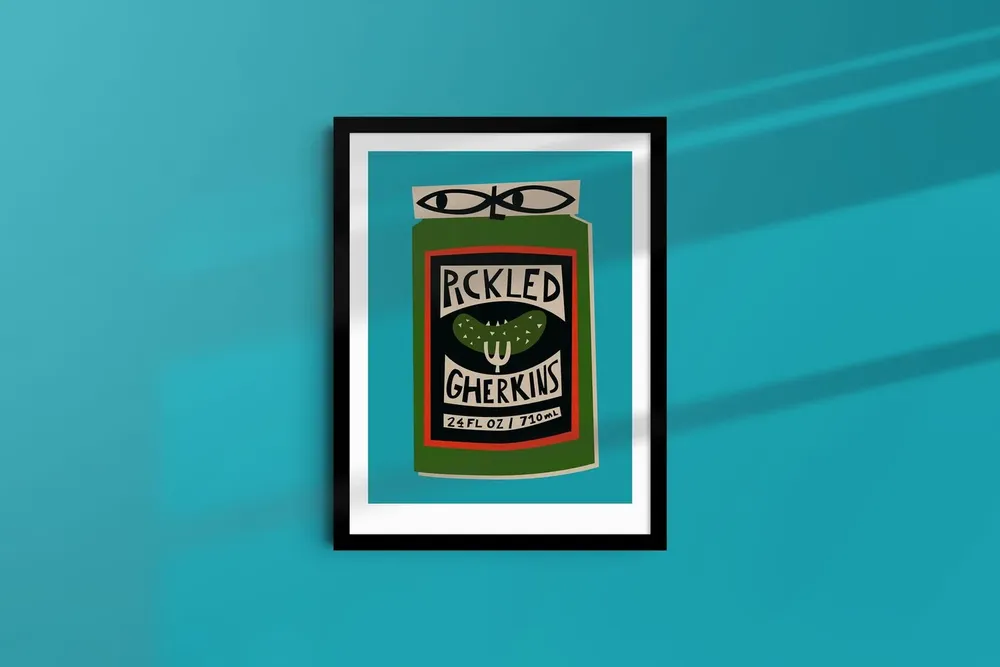 Gherkins Food Lover Art Print, Quirky Kitchen Decor