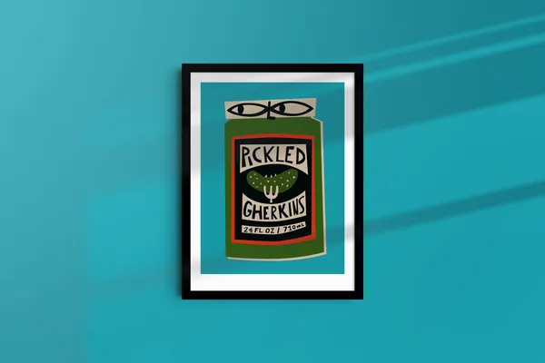 Gherkins Food Lover Art Print, Quirky Kitchen Decor