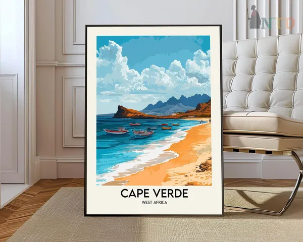 Cape Verde Retro Travel Poster, Africa Illustration