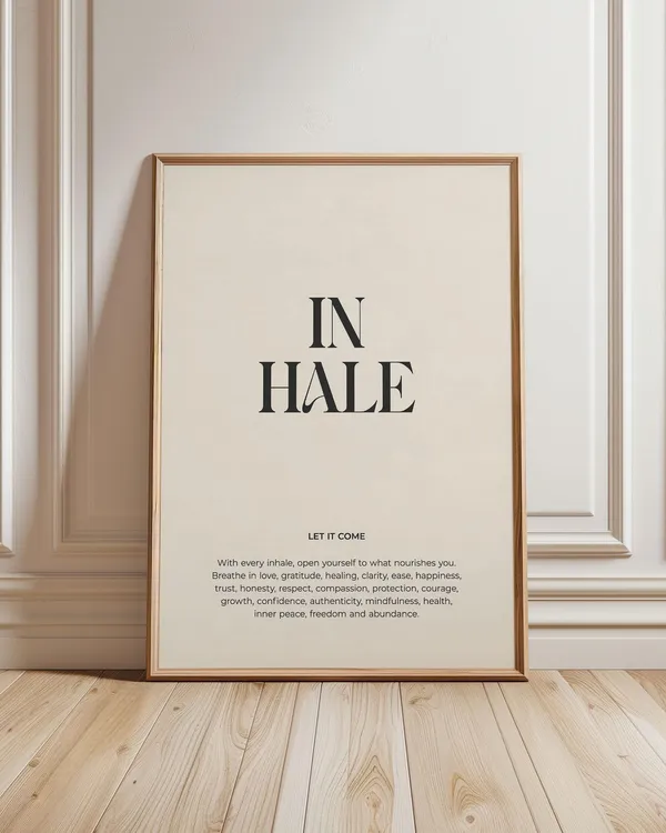 Inhale Minimalist Quote Art Print, Spiritual Decor