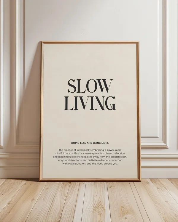 Slow Living Minimalist Typography Art Print