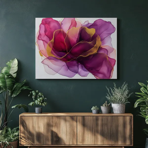 Modern Abstract Floral Fluid Painting, Wall Art Print