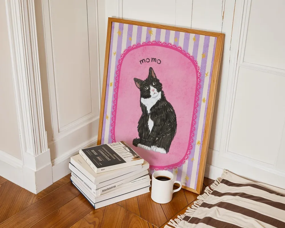 Custom Badly Drawn Pet Portrait Poster for Cat Lovers - Image 3
