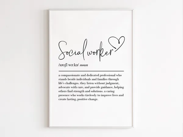 Social Worker Definition Art Print, Thank You Gift