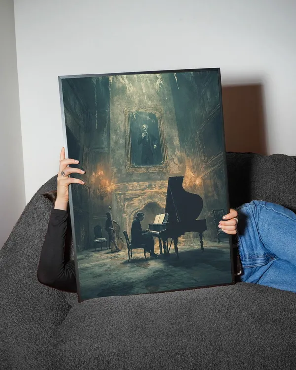 Haunted Recital Art Print, Gothic Piano Concert