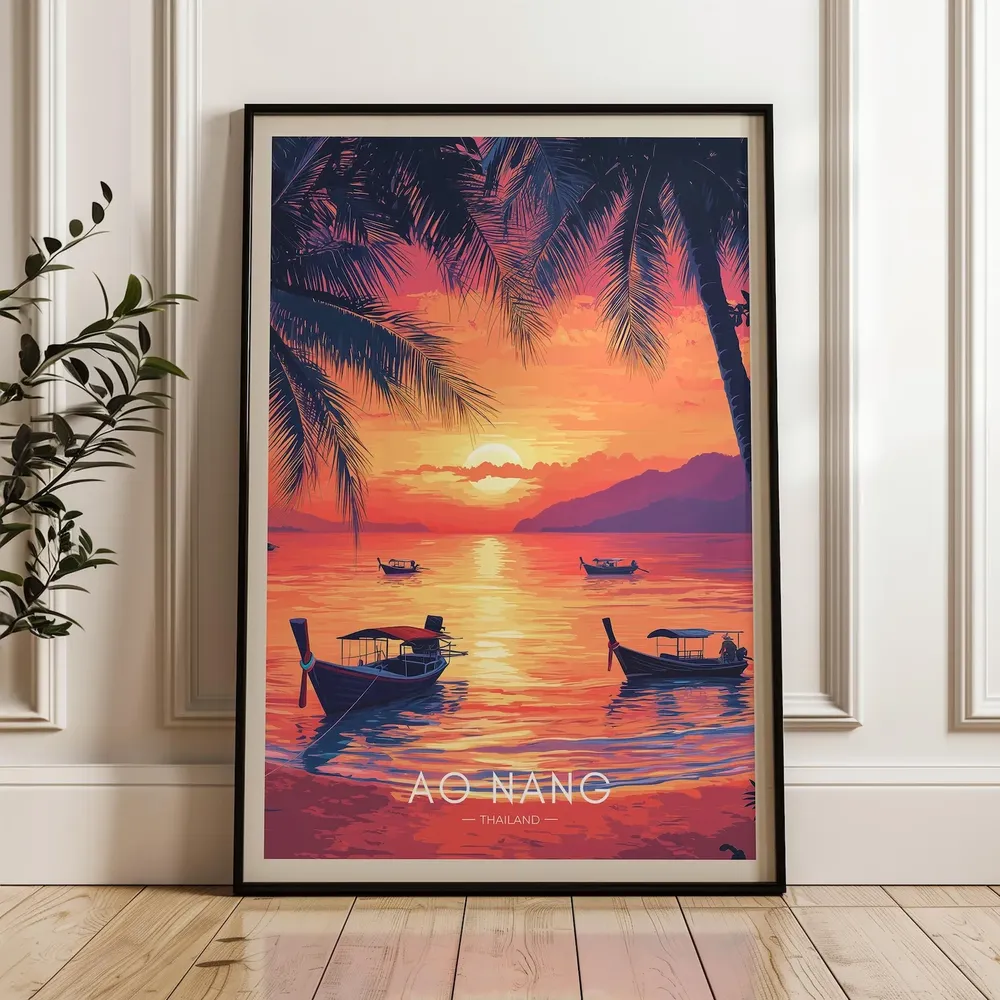 Ao Nang Travel Poster, Thailand Illustration Art Print