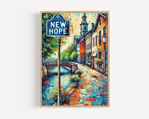 New Hope Pennsylvania Travel Poster, USA Decor