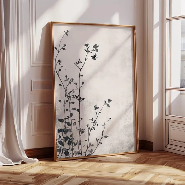 Floral Silhouette, Minimalist Botanical Wall Art Print