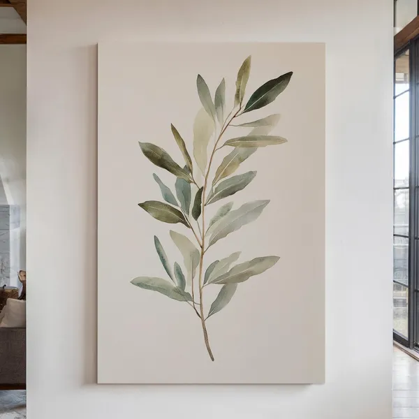 Watercolor Olive Branch Minimalist Botanical Art Print