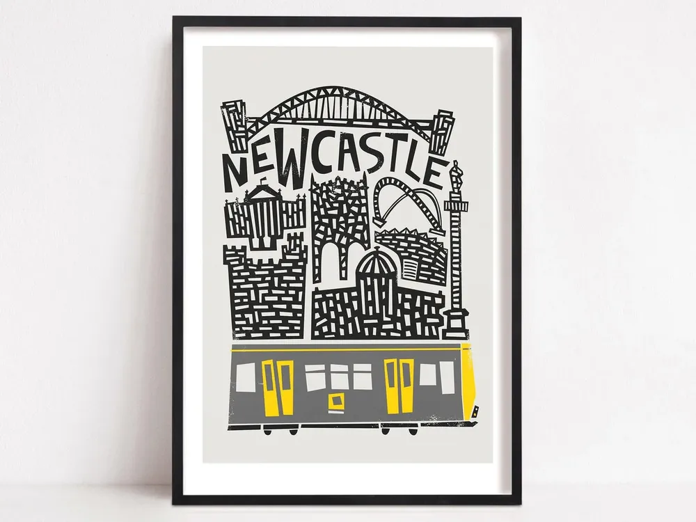 Newcastle Upon Tyne Retro City Travel Poster