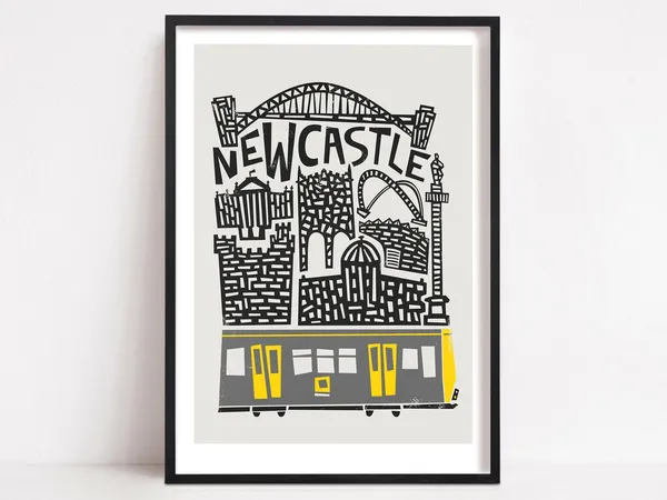 Newcastle Upon Tyne Retro City Travel Poster