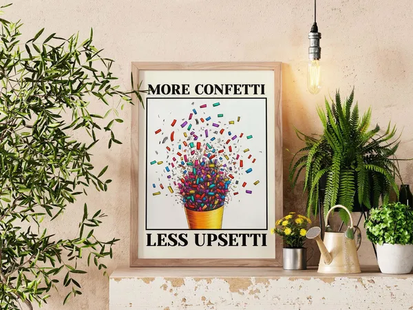 More Confetti Less Upsetti Funny Quote Art Print