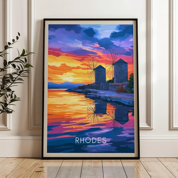 Rhodes Travel Poster, Greece Wall Art Print