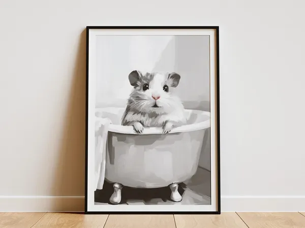 Hamster In Bathtub Minimalist Animal Art Print