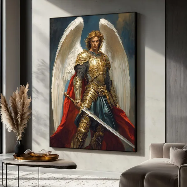 Archangel Michael Painting, Christian Sword Art Print