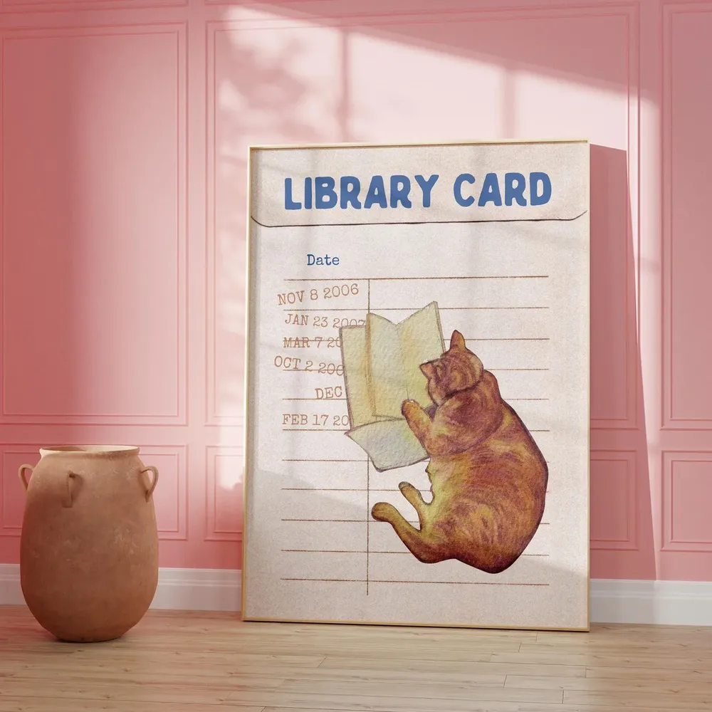 Library Card Vintage Art Print, Reading Nook Decor - Image 3