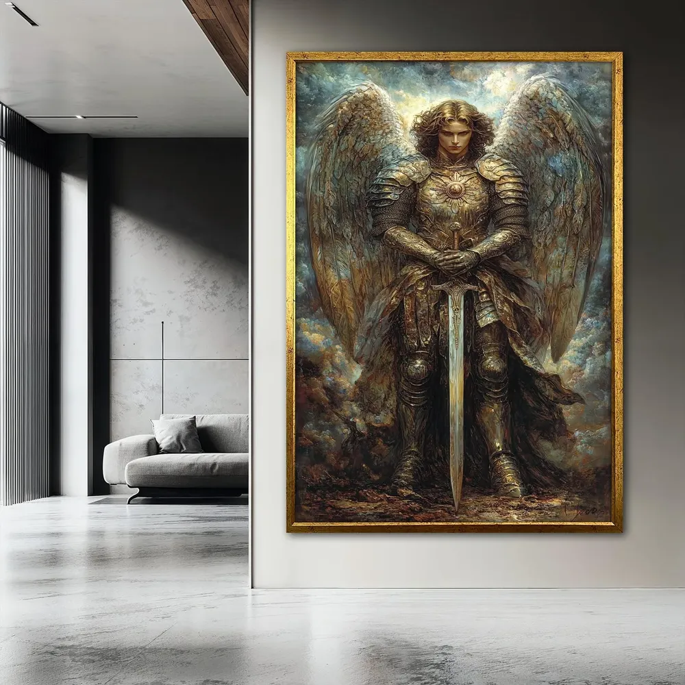 Golden Archangel Poster, Christian Religious Artwork - Image 3