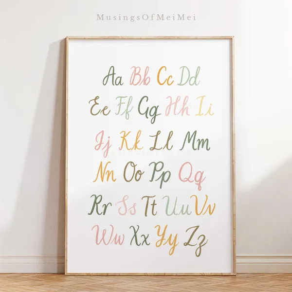 Pastel Alphabet Nursery Decor ABC Art Print
