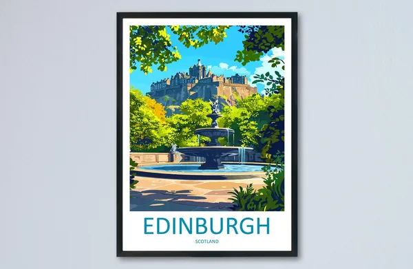 Edinburgh Travel Poster, Historic Scotland City View