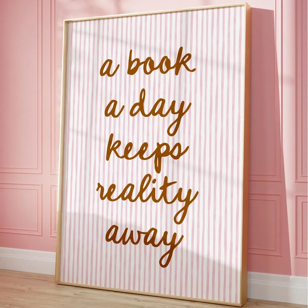 Vintage Book Art Cute Reading Poster, Book Lovers - Image 3