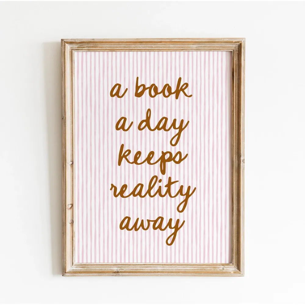 Vintage Book Art Cute Reading Poster, Book Lovers