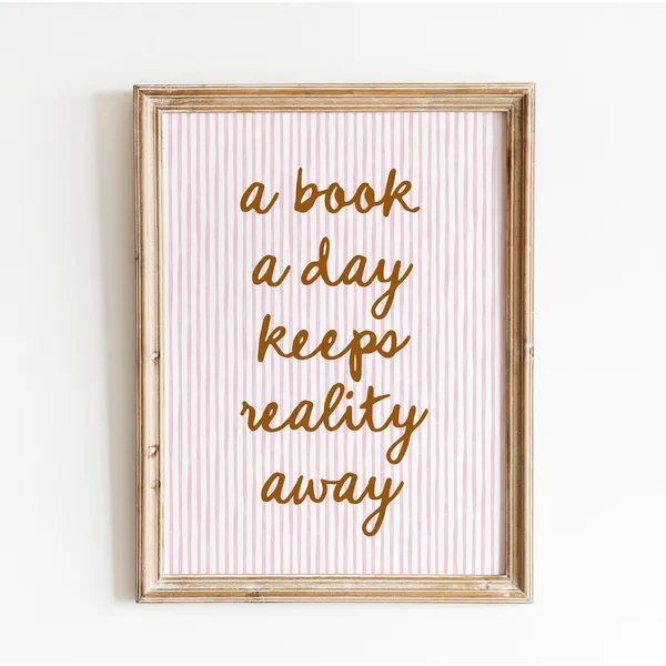 Vintage Book Art Cute Reading Poster, Book Lovers