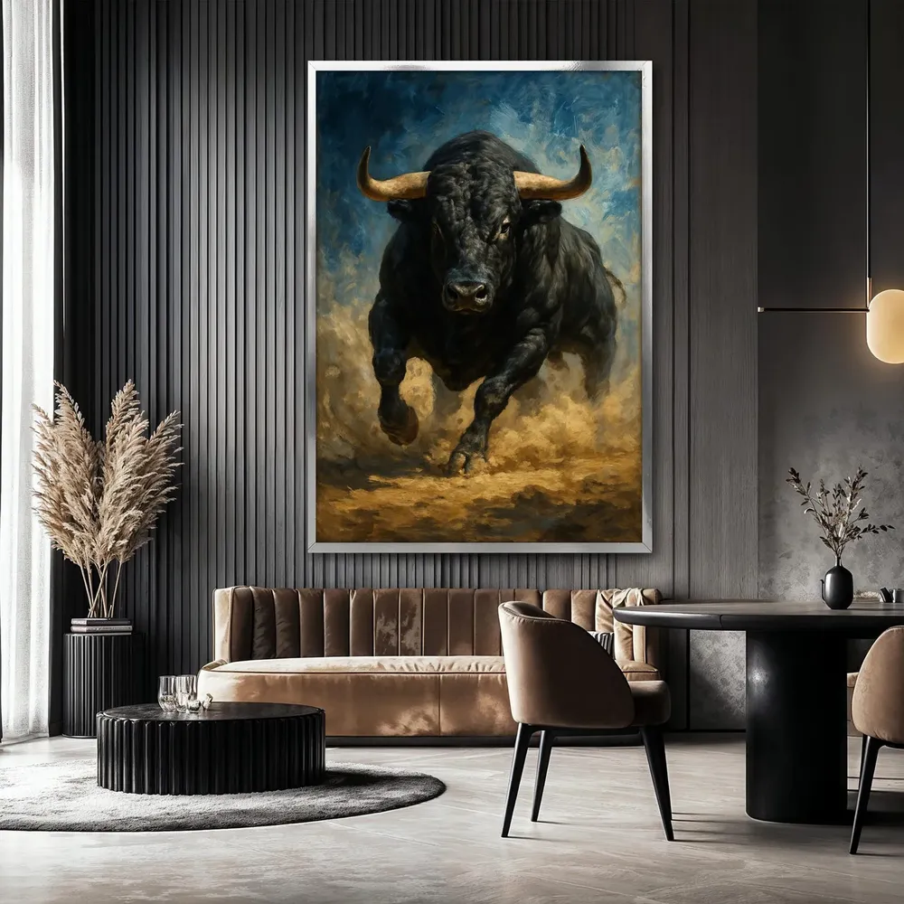 Charging Bull Painting, Animal Poster Gift - Image 2