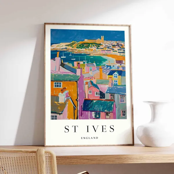 St Ives Cornwall Coastal Beach Travel Poster