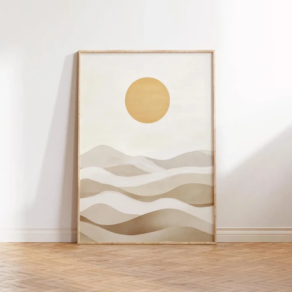Japandi Dunes and Golden Sun Desert Art Print - Image 3