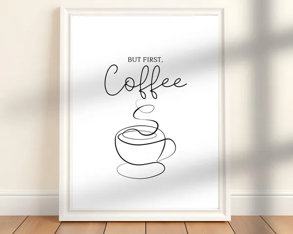 But First Coffee Minimalist Line Art, Kitchen Decor
