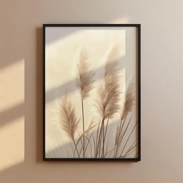 Boho Pampas Grass Poster, Beige Scandi Decor