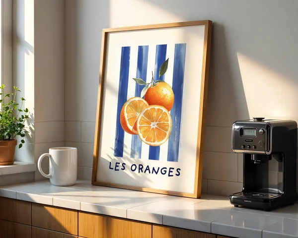 French Orange Vintage Watercolor Kitchen Art Print