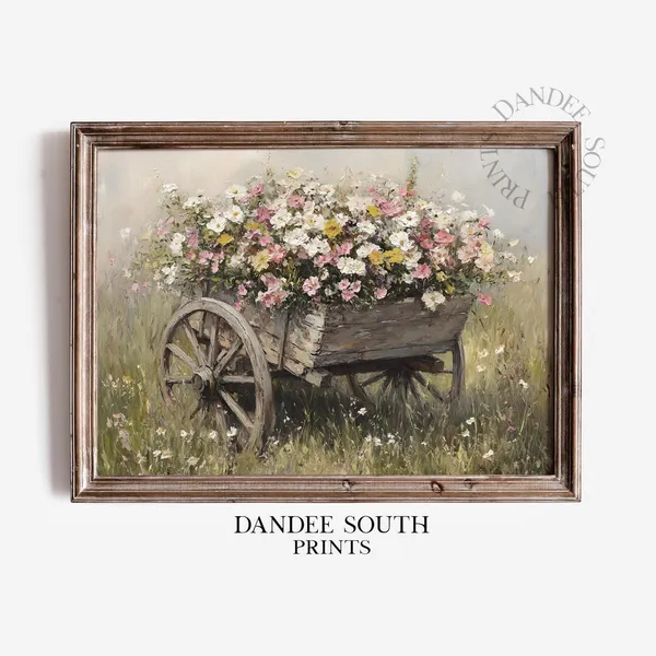 Wildflowers Vintage Floral Art Print, Farmhouse Spring