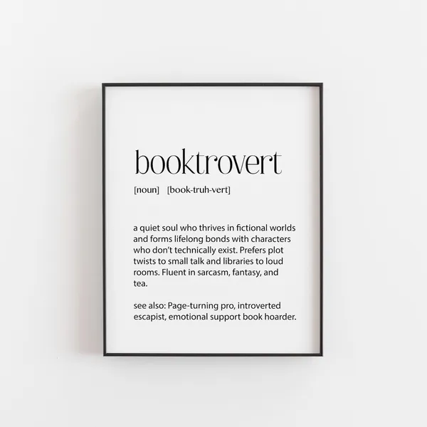 Booktrovert Definition Art Print, Book Lover Gift
