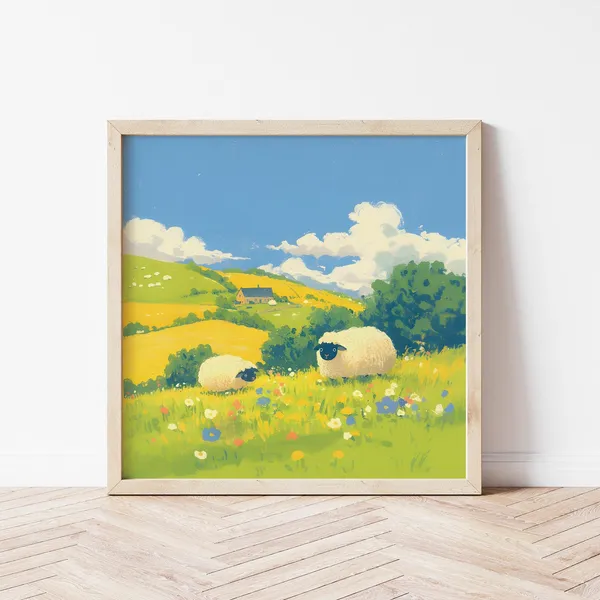 Blacknose Sheep Art Print, Nursery Animal Decor