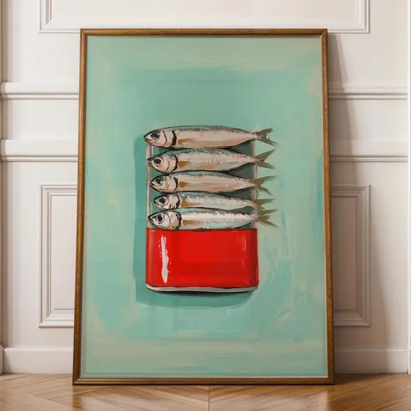 Sardines Vintage Fish Wall Art Print, Nautical