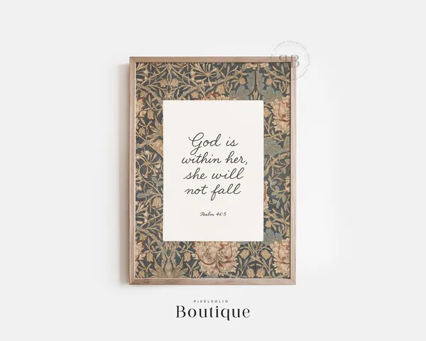 God Is Within Her Psalm 46:5 Vintage Art Print