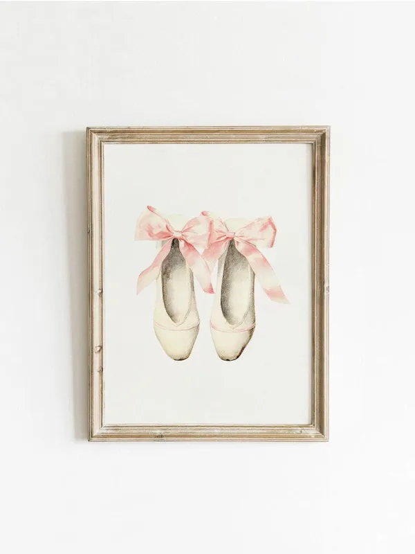 Ballet Slipper Vintage Retro Ballerina Art Print