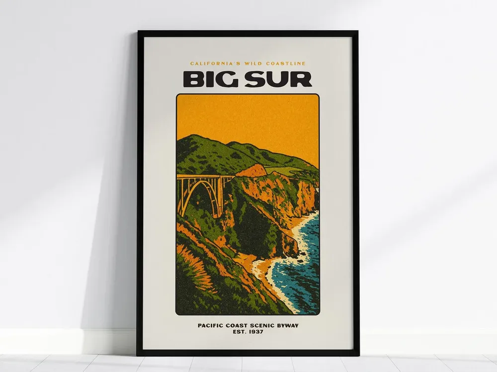 Big Sur Vintage Travel Poster, Coast Art Print